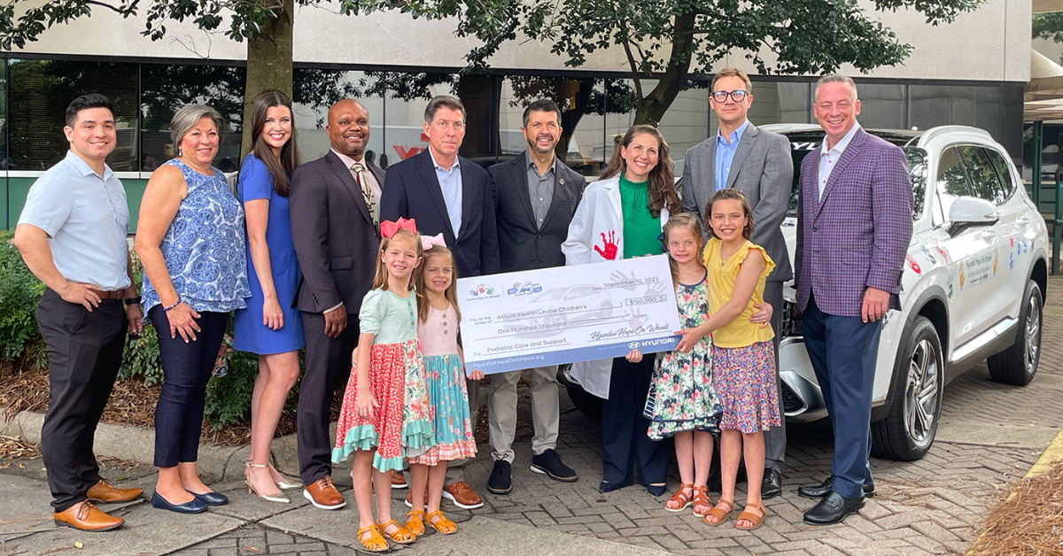 Featured image for “Hyundai Hope On Wheels Presents Atrium Health Levine Children’s with $100,000 Impact Grant to Advance Integrative Oncology”